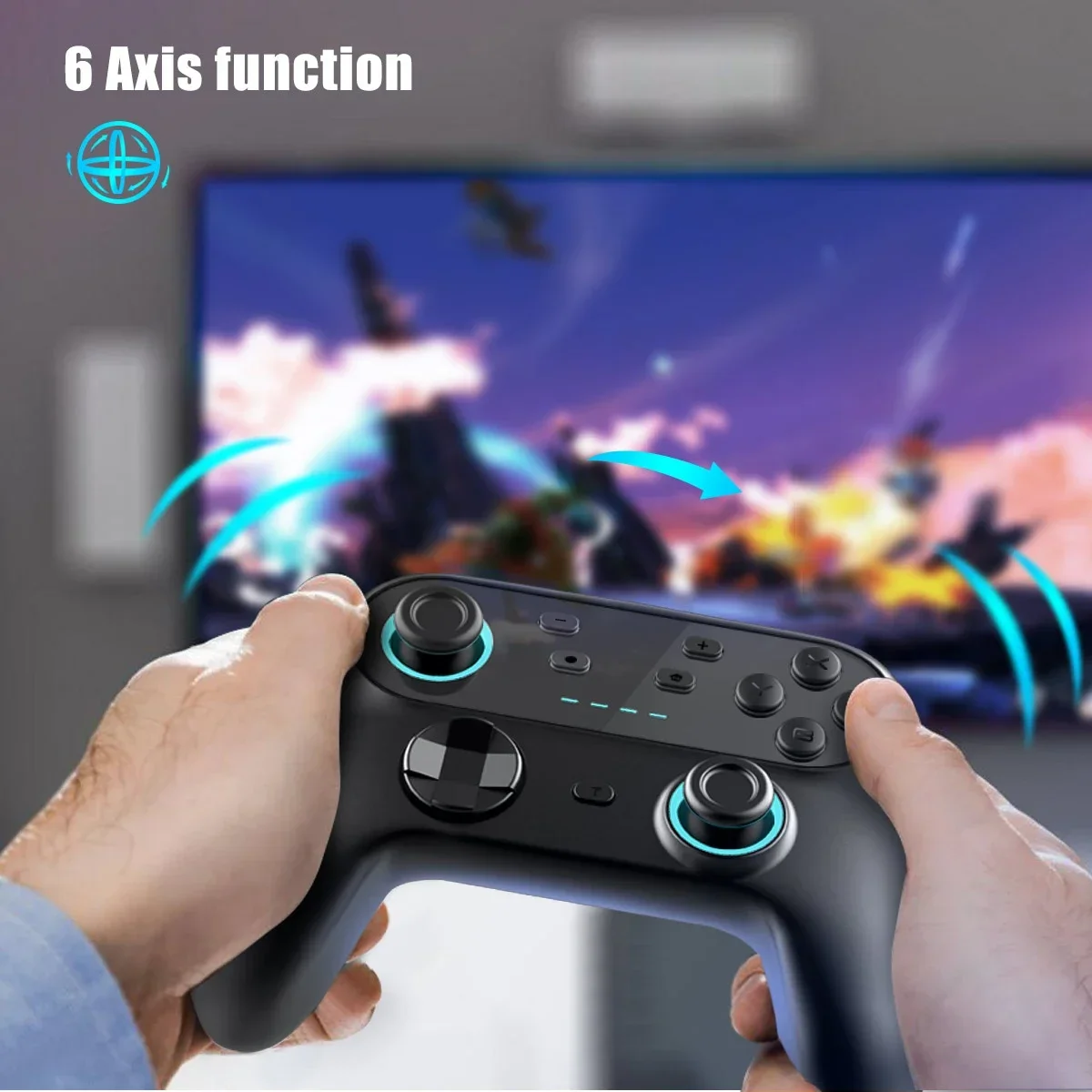 Wireless Controller HY-9017 for Switch/Xinput/Dinput/PS3/Android with Turbo,6 Aisx,Programming,RGB Light&Double Motor Functions