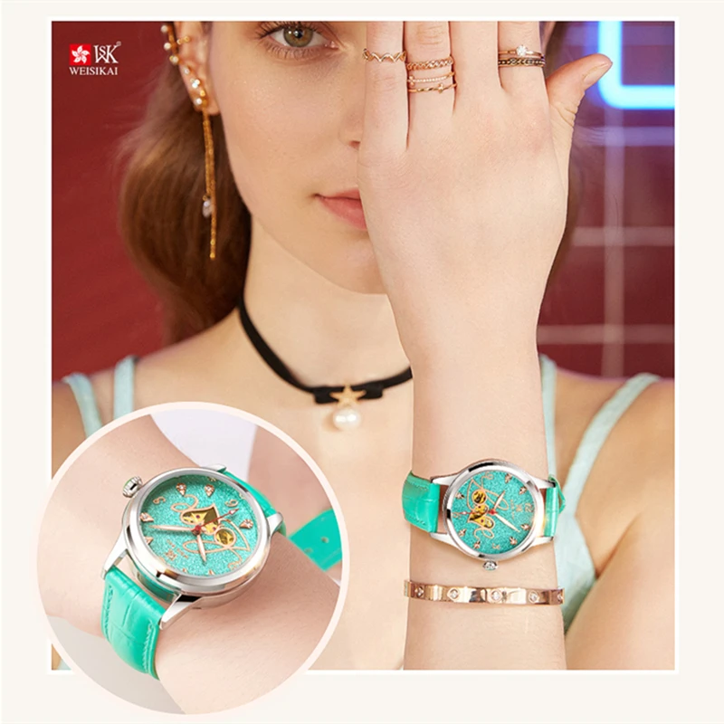WEISIKAI Mechanical Watch for Women Luxury Rhinestone