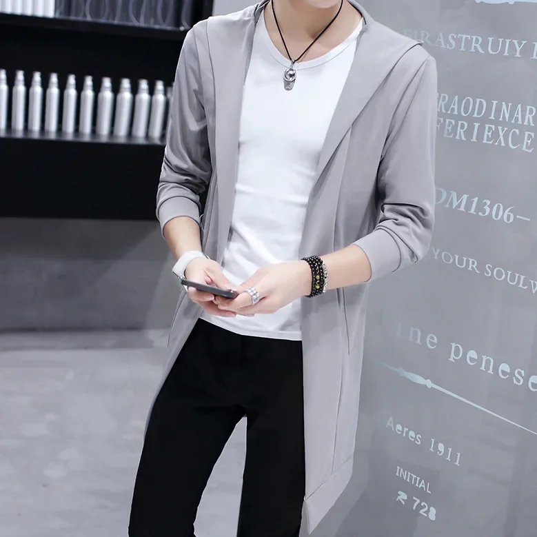 Korean Style Medium-length Trench Coat For Boys Spring Autumn Youthful Slimming Top Student Manteau Jacket Casual Scene trench coat casual men jacket