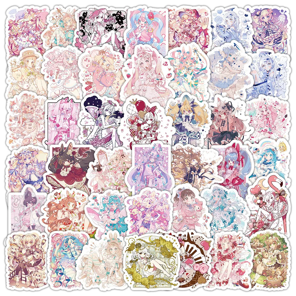 

10/30/50pcs Kawaii Aesthetic Girl Anime Stickers Cartoon Decals Laptop Scrapbook Phone Suitcase Fridge Diary Decoration Sticker