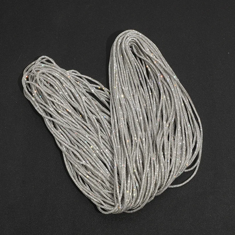 3.5/4/5mm Rhinestone Rope 2 Yards Glitter Crystal Tube Cord Trimming ...