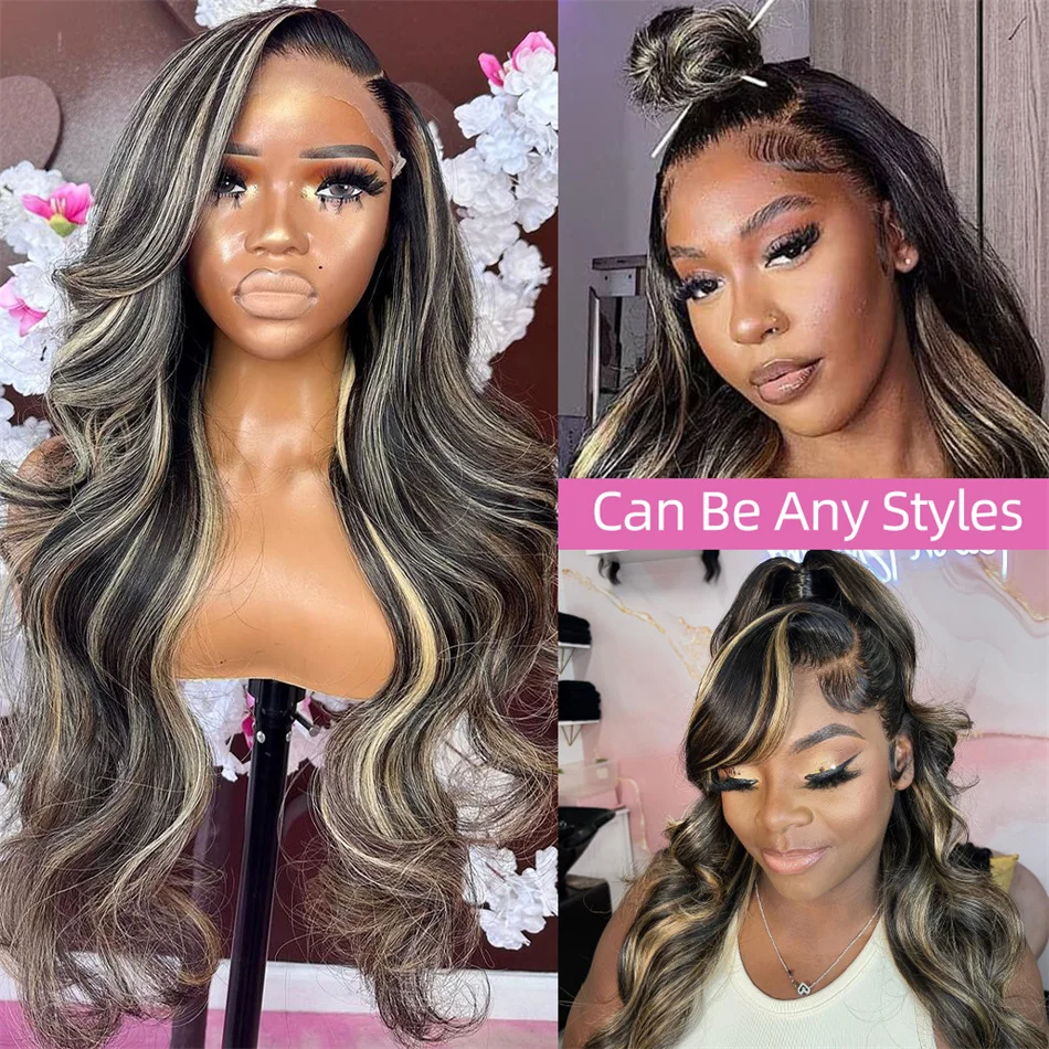 

13x6 Hd Highlight Wig Human Hair Ombre Honey Blonde Colored 4x4 Closure Wigs For Women 34 30 Inch 13x4 Body Wave Lace Front Wig