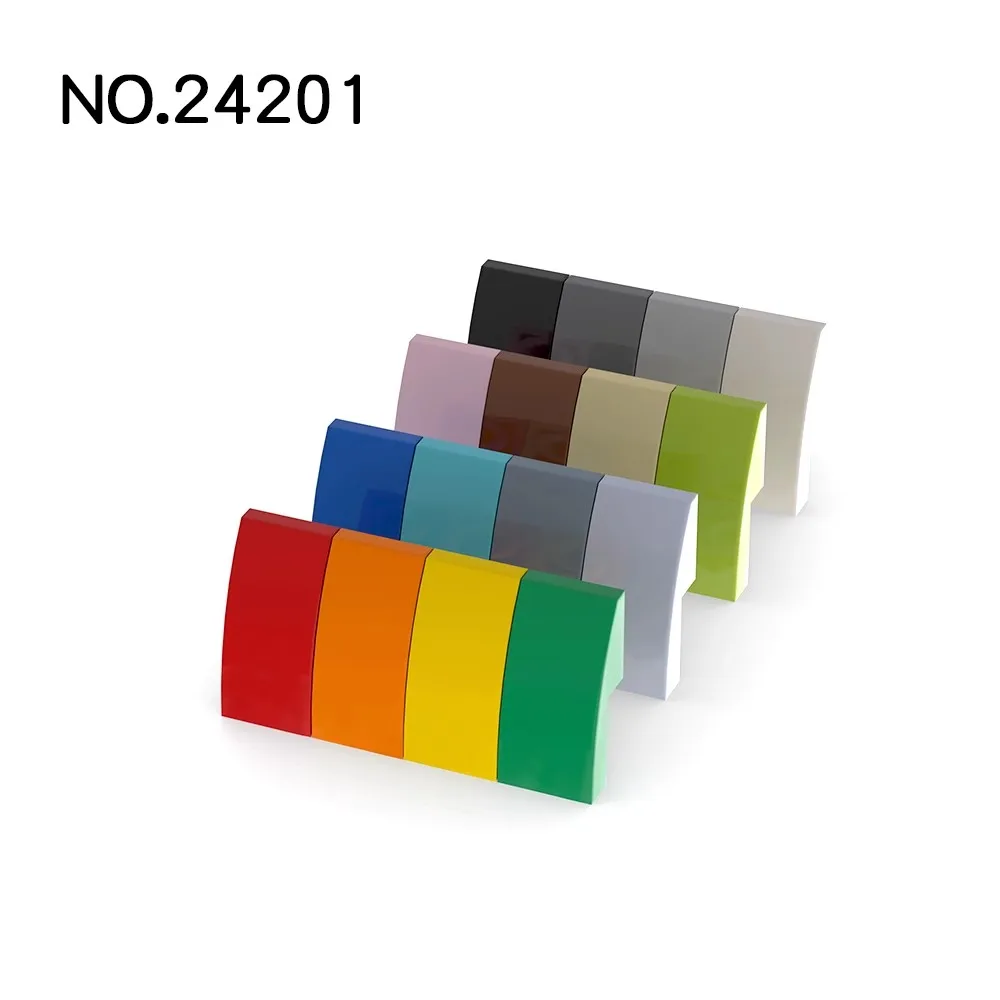 200pcs MOC 조립 입자 24201 슬로프 곡선 2x1 반전 빌딩 블록 DIY 모델 교육용 하이테크 예비 두뇌 장난감