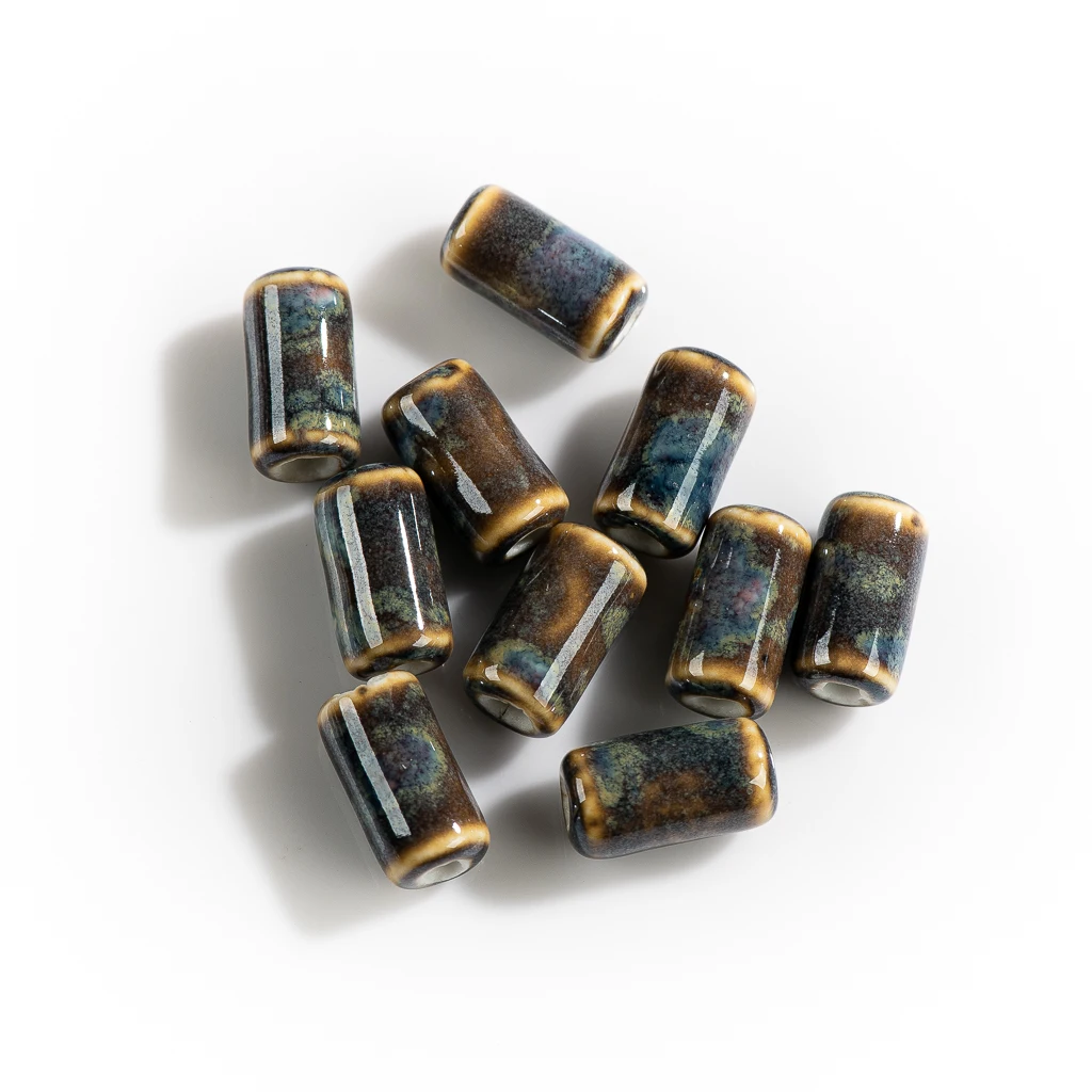 17  10pcs 작은 원통형 모양 세라믹 도자기 펜던트 쥬얼리 비즈 만들기 팔찌 목걸이에 대한 수제 재료  XN190