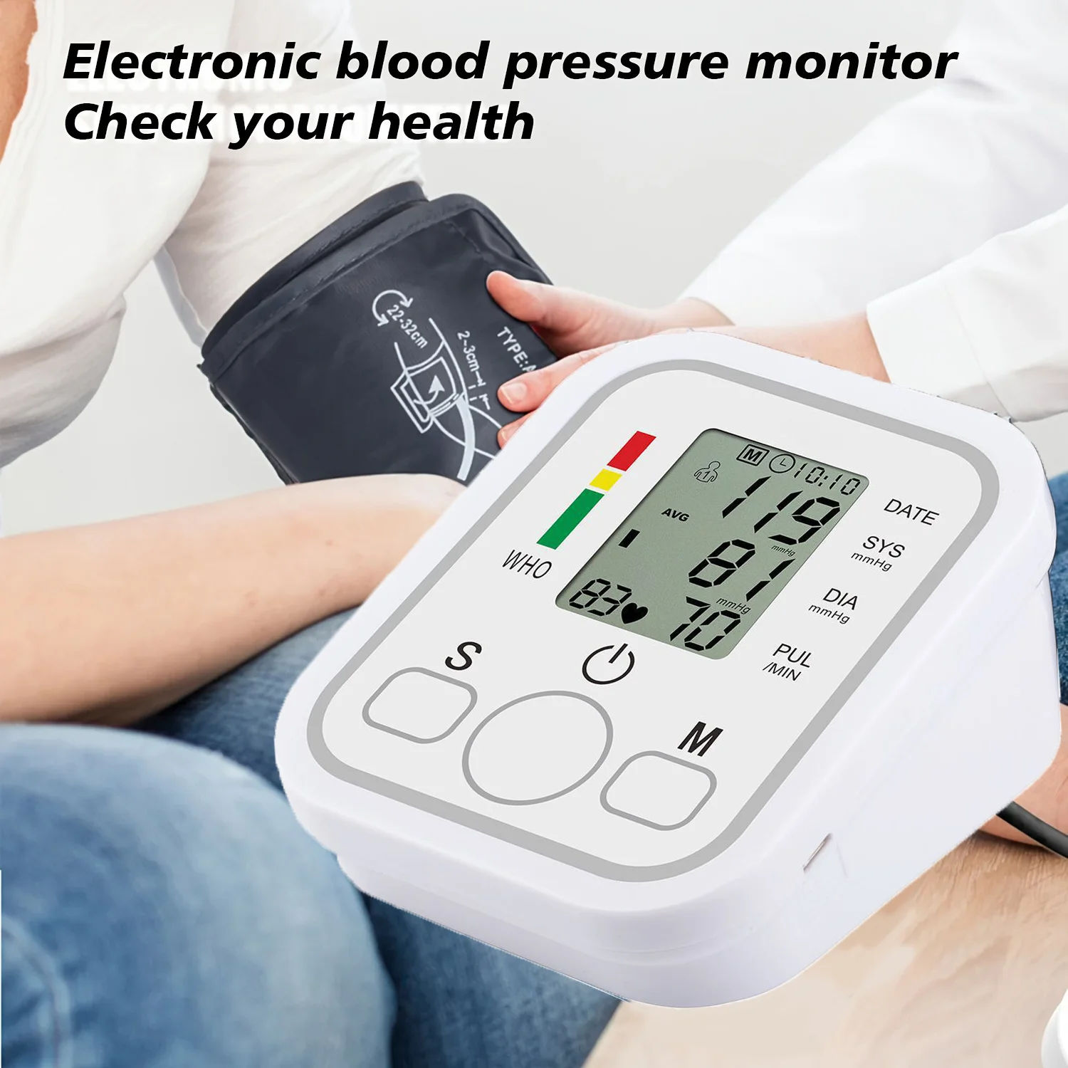 Upper Arm Style Digital Electronic Blood Pressure Monitor Electronic Digital Sphygmomanometer Medical BP Monitors Tensiometer