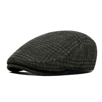 JANGOUL Newsboy Caps Men Wool Blend Flat Cap Winter Warm Hat Driving Hats Gastby Ivy Caps for Male Vintage British Beret