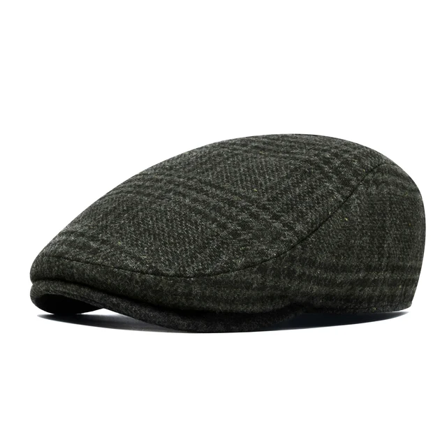 JANGOUL Newsboy Caps Men Wool Blend Flat Cap Winter Warm Hat Driving Hats Gastby Ivy Caps for Male Vintage British Beret