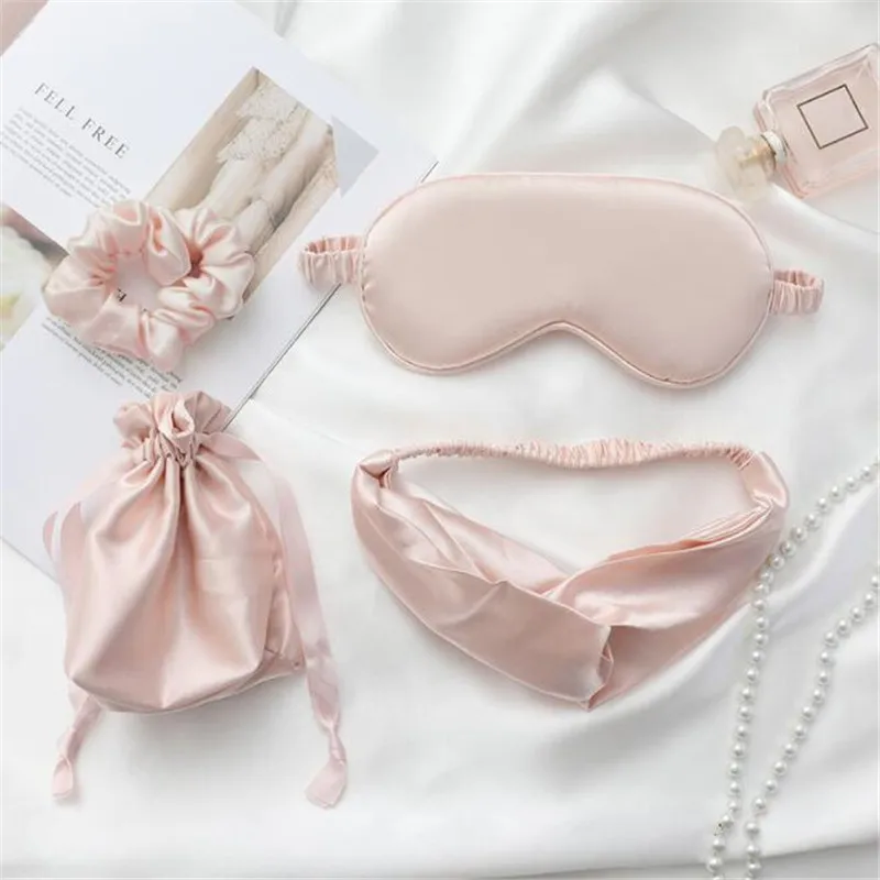 Wedding Decorations Bride To Be Silk Satin Eye Mask Hair Tie Set Bridal Shower Bachelorette Party Supplies Bridesmaid Gift Favor |