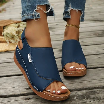Women's Adjustable Strap Wedge Sandals, Open Toe, Casual Comfort Summer Shoes