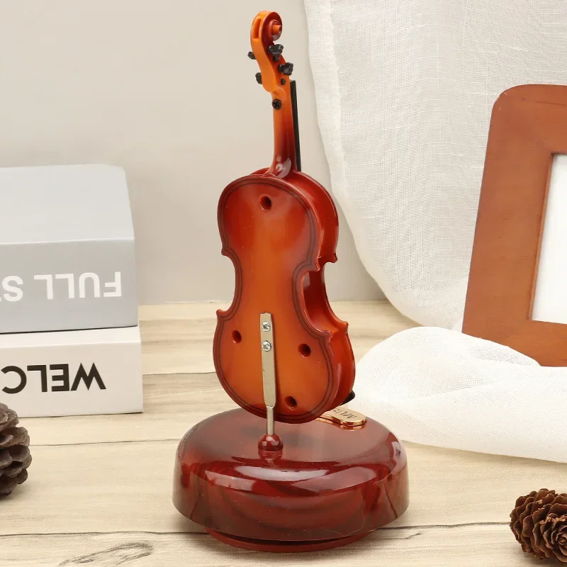 Rotating Music Box Guitar Violin Music Box Birthday Gift Girl Holiday Gift Living Room Creative Decoration Box for A Gift 4