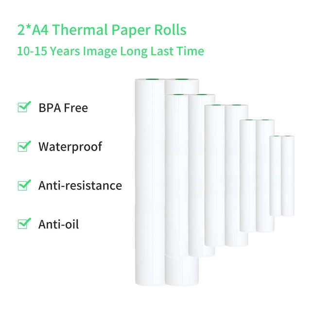 Papel térmico A4 Compatible con impresora térmica PeriPage A40