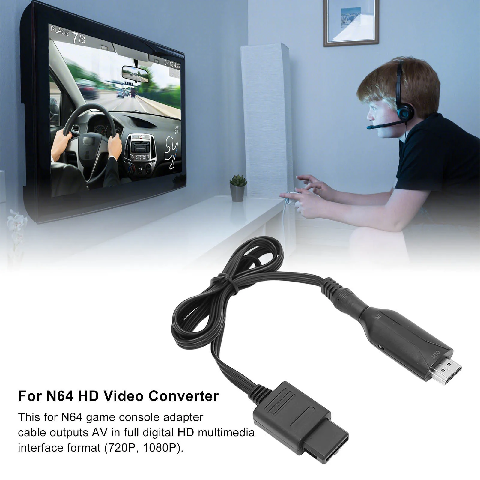 N64 SNES NGC to HDMI Converter Display Modes 1080P Plug Play HD