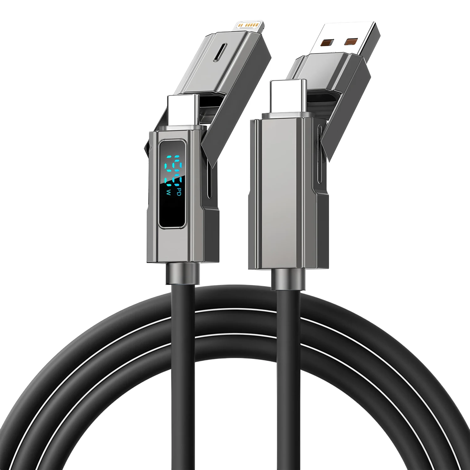 Câble USB type-c 4 en 1 pour téléphone portable, Charge rapide, câble de données, multifonction, affichage numérique, double câble PD