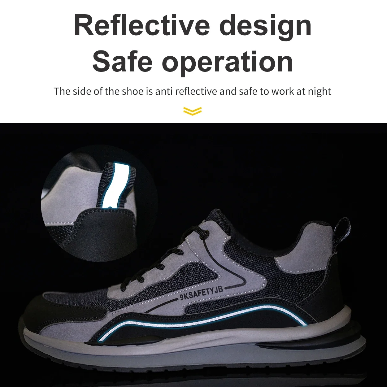 Summer Breathable Men/Women Safety Shoes Steel Toe Anti-smash Construction Welding Shoes Reflective Strip Male Footwear Sneakers