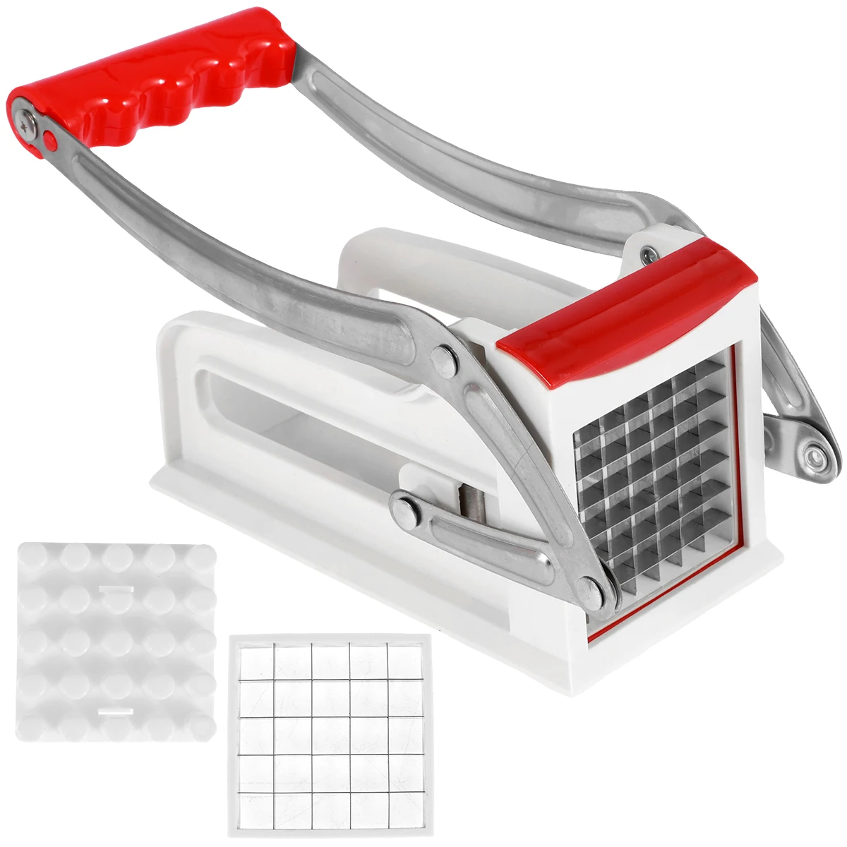 French Fry Cutter Stainless Steel Potato Chipper Fast Cutting Manual Food Slicer Kitchen Vegetable Cutter with 25/49Hole Blade
