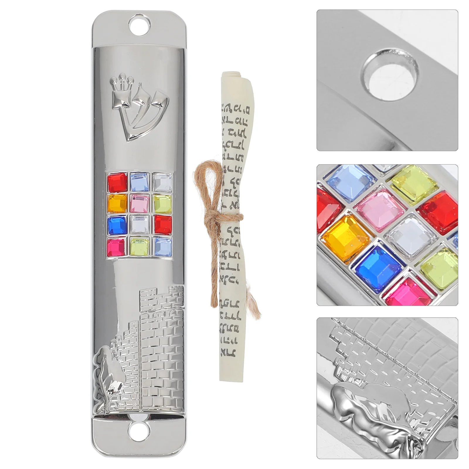 2 Sets Goal Post Metal Mezuza Gifts Crafts Religious Mezuzah Paper Door Hanging 6