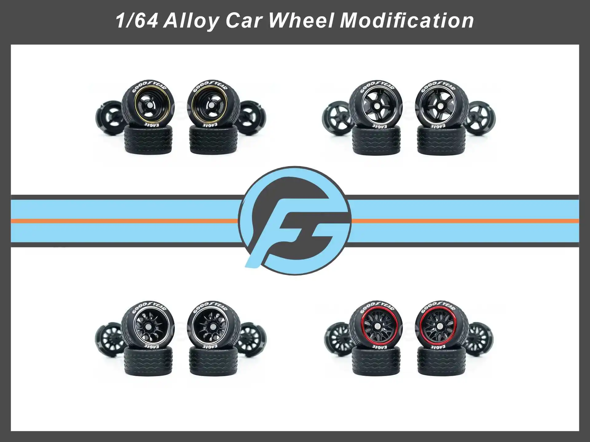 FANSGUY 1Set 10.8mm 1/64 Adult Car Model Wheel Parts SSC-SRN Series