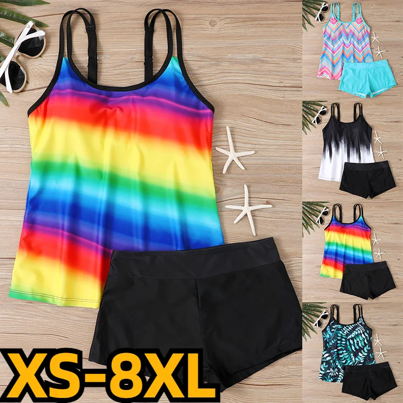 

Women New Design Printing Tankini Swimsuit Bikini Set Summer Bathing Suit Retro Beach Wear Bikini Loose Size Monokini Swimwear