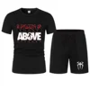 Men's Black Roman Reigns Levels Above T-Shirt Shorts Set Summer Short Sleeve Man Overiszed Suits 2024 New Fashion Clothing Sets 1