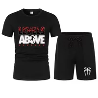 Men's Black Roman Reigns Levels Above T-Shirt Shorts Set Summer Short Sleeve Man Overiszed Suits 2024 New Fashion Clothing Sets 1