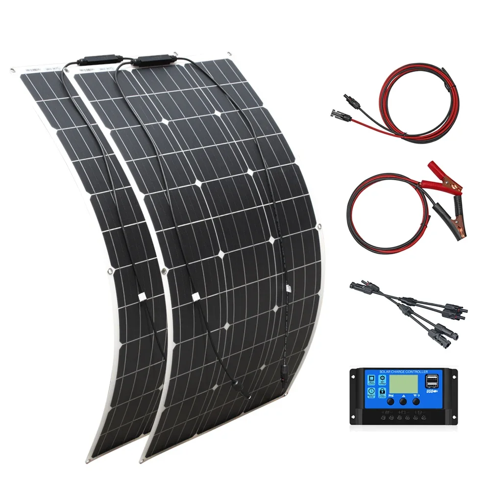 

flexible solar panel kit 18v 200w 300w new product lightweight waterproof 12v solar cell charger panel solar system