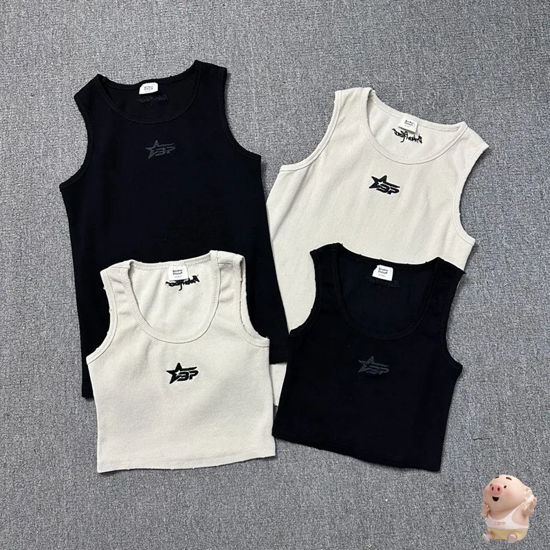 New Style Sleeveless BROKEN PLANET Embroidered Star Tank Tops Men Women Summer Style Top Tees