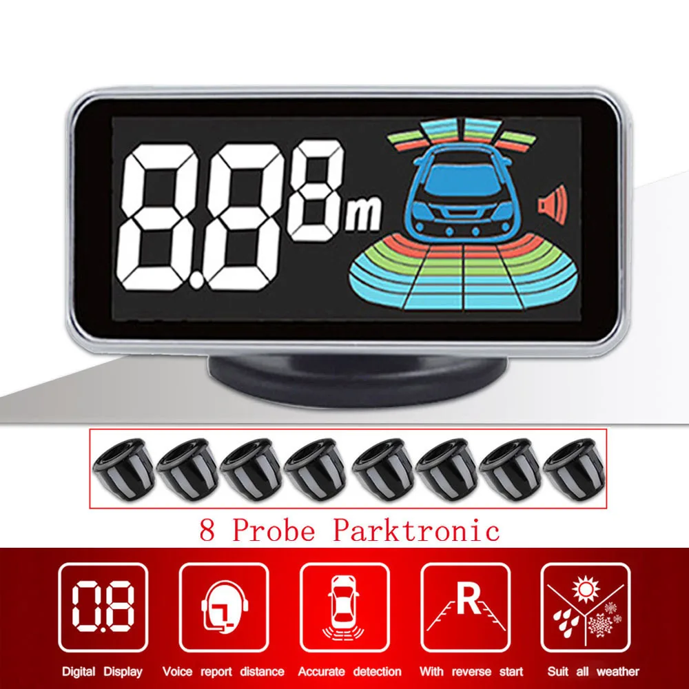 Retromarcia del Radar dell'auto parcheggio retromarcia dell'automobile Radar di retromarcia rilevatore di Monitor veicolo Parktronic parcheggio 8 sensori di Backup 8 Retromarcia del Radar dell'auto parcheggio retromarcia dell'automobile Radar di retromarcia rilevatore di Monitor veicolo Parktronic parcheggio 8 sensori di Backup - S82ff68ab969a46a58c2cef76be757967S