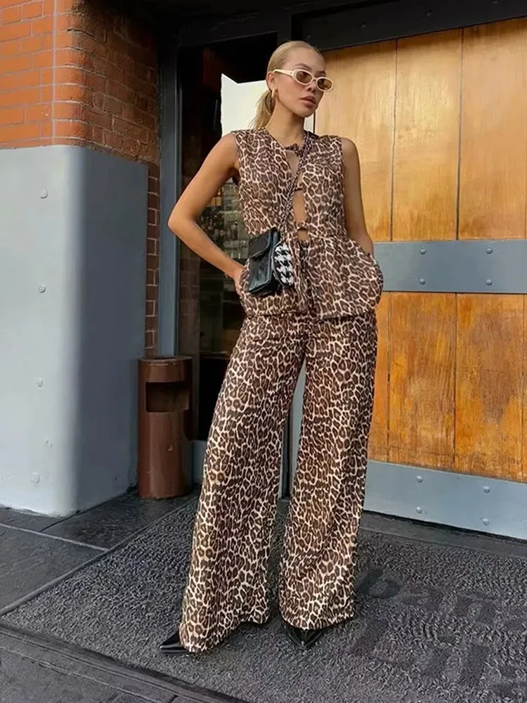 Fashion Women Leopard Print Pant Sets main image 0