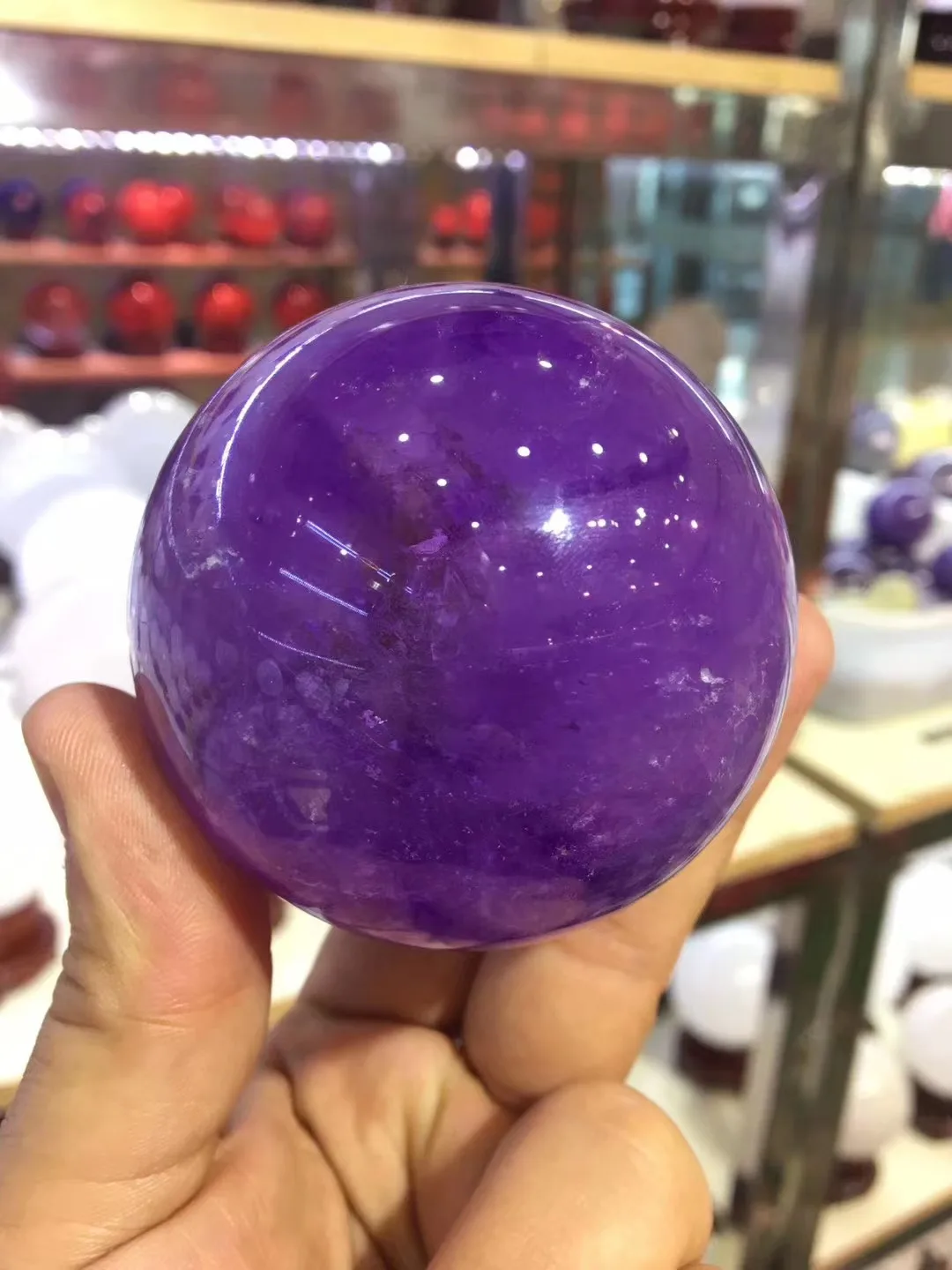 

Natural Amethyst Crystal Ball Dot Mineral Quartz Ball Polishing Healing Treatment Home Decor Ornaments