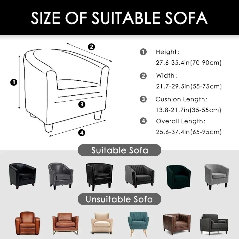 1PC Elastic Armchair Couch Cover Relax Stretch Single Seater Bath Tub Club Sofa Slipcover for Living Room Elastic Cover Washable 2