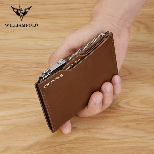 WilliamPolo Genuine Leather Luxury Men's Clutch Zipper Wallets for Men