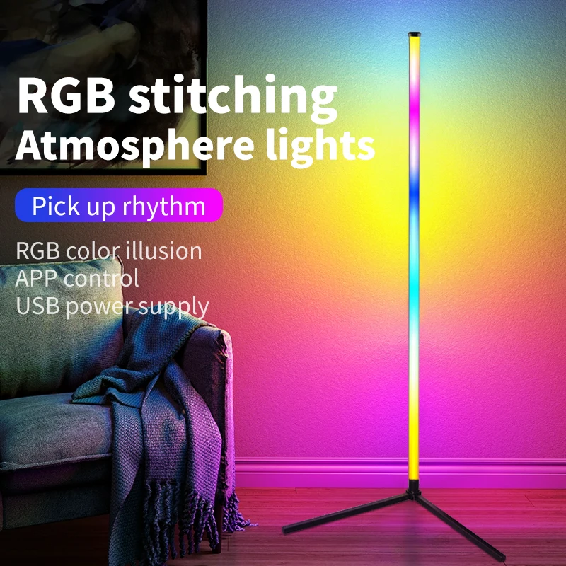 LED Floor Lamp 155CM RGB Music Sync 16 Million Color Changing Standing Mood Light For Bedroom Living Room