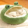 Pet Cat Bed Small Dog Bed Plush Round Cartoon Frog Mat Winter Warm Deep Sleep Comfort Soft Breathable Cat Dog House Pet Supplies 4