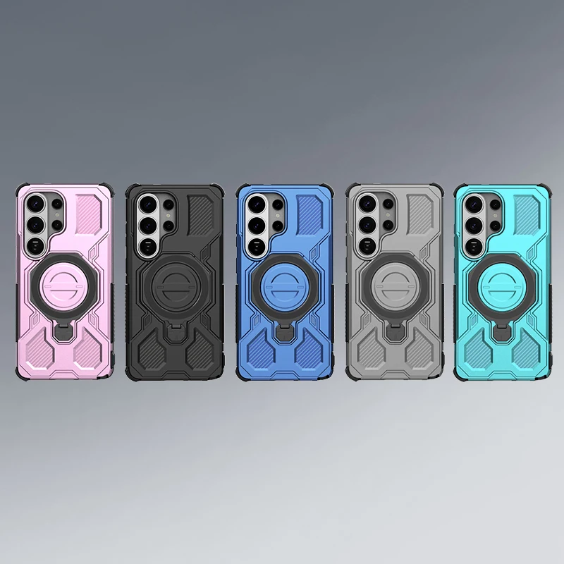 Shockproof Rugged Armor Case with Rotatable Magnetic Ring Stand