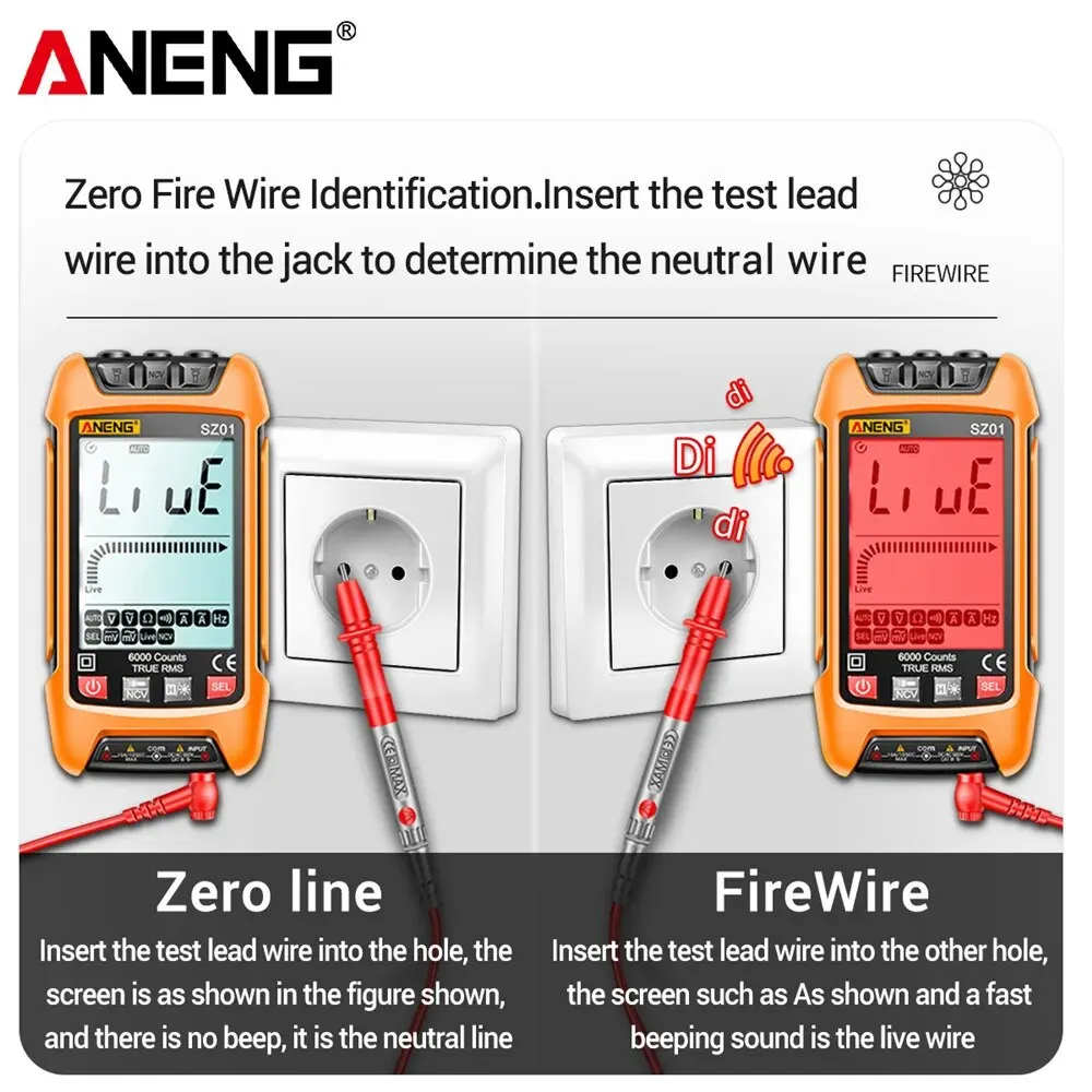 ANENG SZ01 ̿ ׽   Ƽ, True RMS Ʈ AC DC  , ڵ  Ƽ 