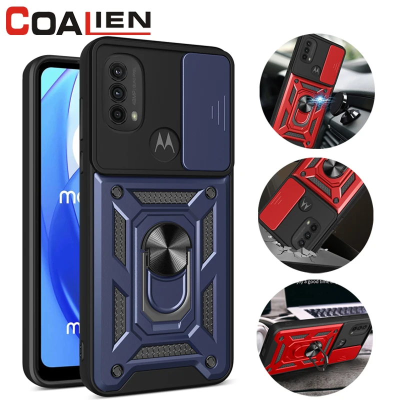 

Phone Case For MOTOROLA G9Plus Play G60 G100 G30 G50 G200 Ring Bracket Push Window Protective Cover For MOTO G71 G51 G22 G32 G62