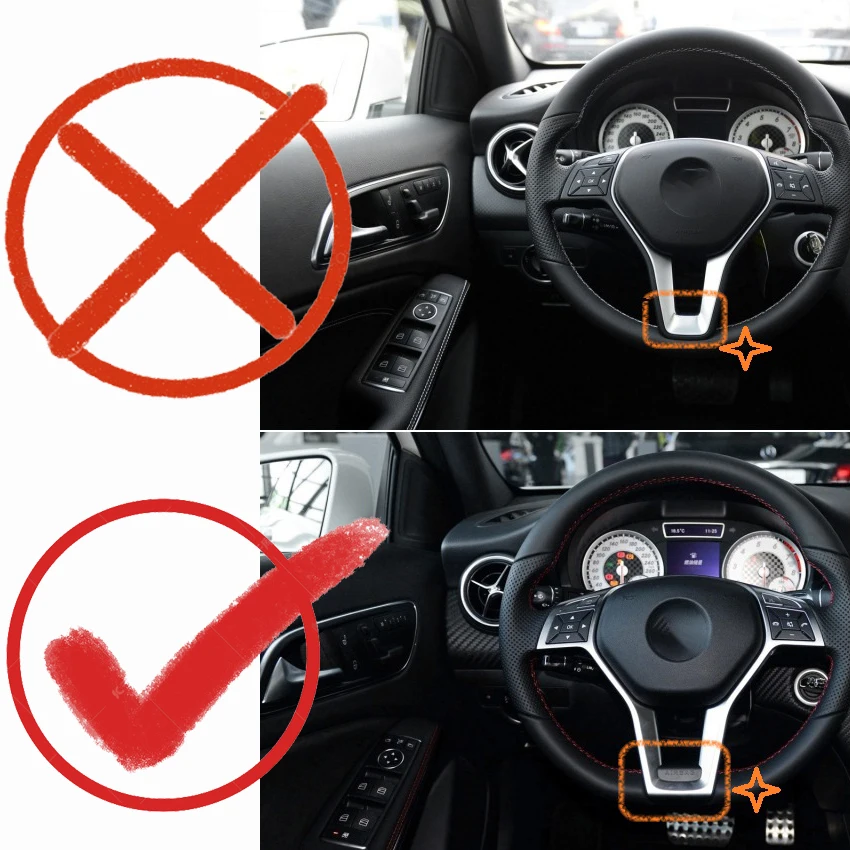 Ruili52 자동차 핸들 프레임 트림 커버, 메르세데스 벤츠 A C E CLA CLS GLA 클래스 W176 W204 W212 C117 용, 자동차 트림 커버