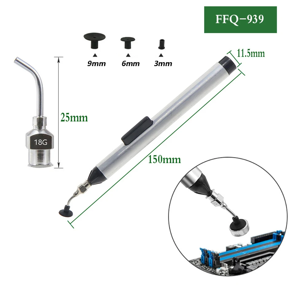 SMD Vacuum Sucking Pen - 4 Suction Tips - For PCB & IC Pick-Up - MT-668 Model