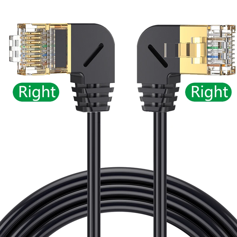 High-Speed SFTP Ethernet Cable - 90 Degree Right Angle, 40Gbps, 2000MHz, RJ45 Superfine Design
