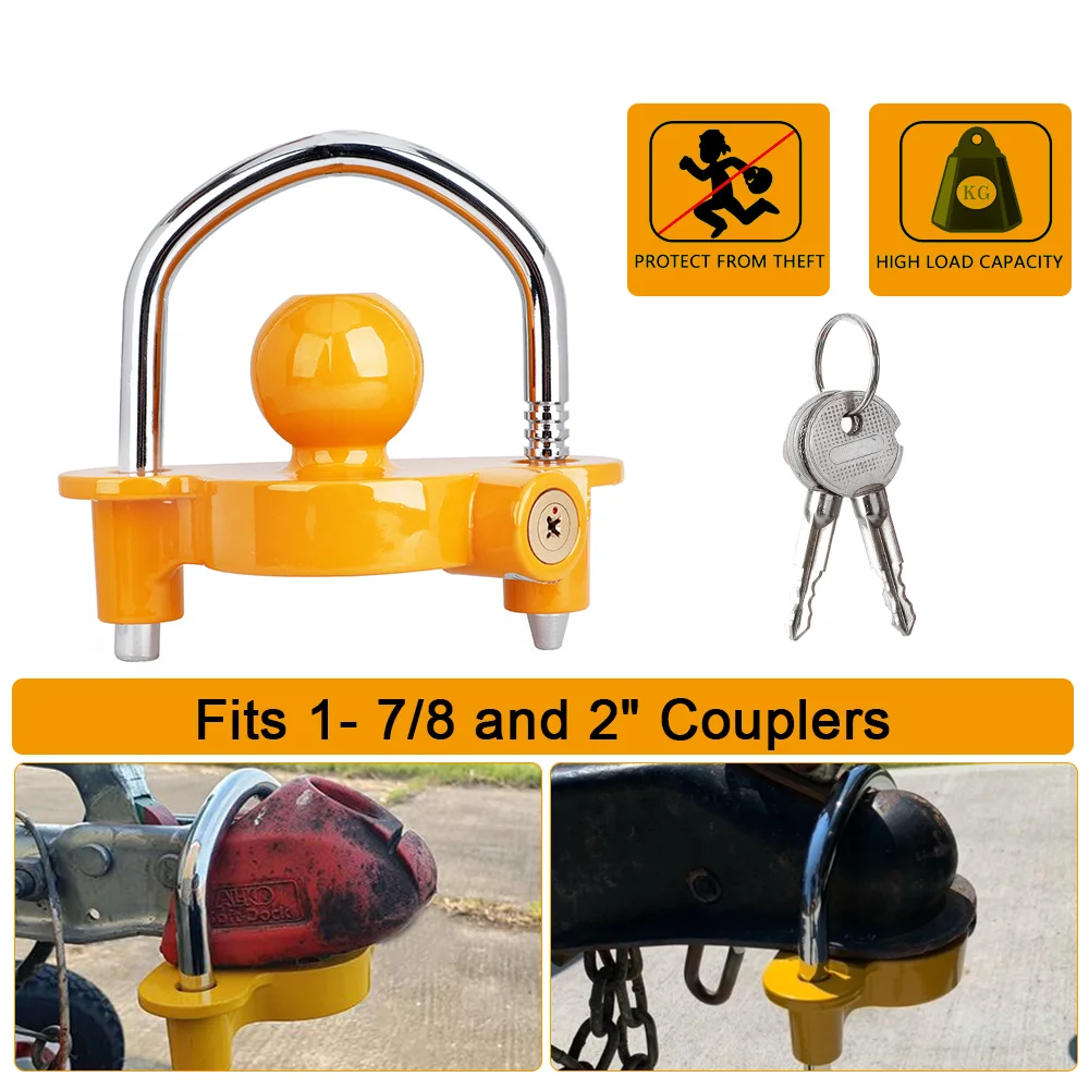 Trailer Coupling Lock Heavy-Duty Anti-Theft Hook Lock Universal Trailer Ball Coupler Lock for Caravan RV