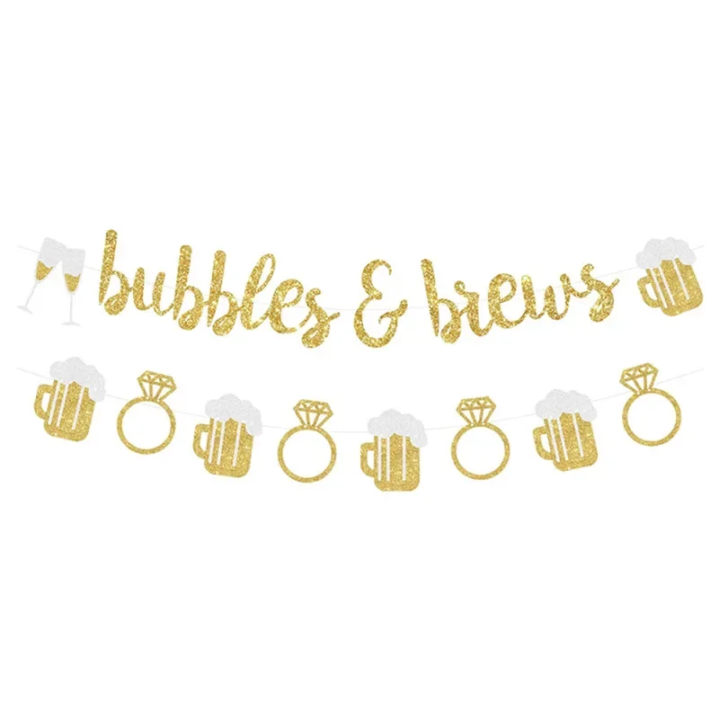 

Funmemoir Gold Glitter Bubbles & Brews Banner Beer Ring Garland for Bridal Shower Wedding Bachelorette Party Decoration Supplies