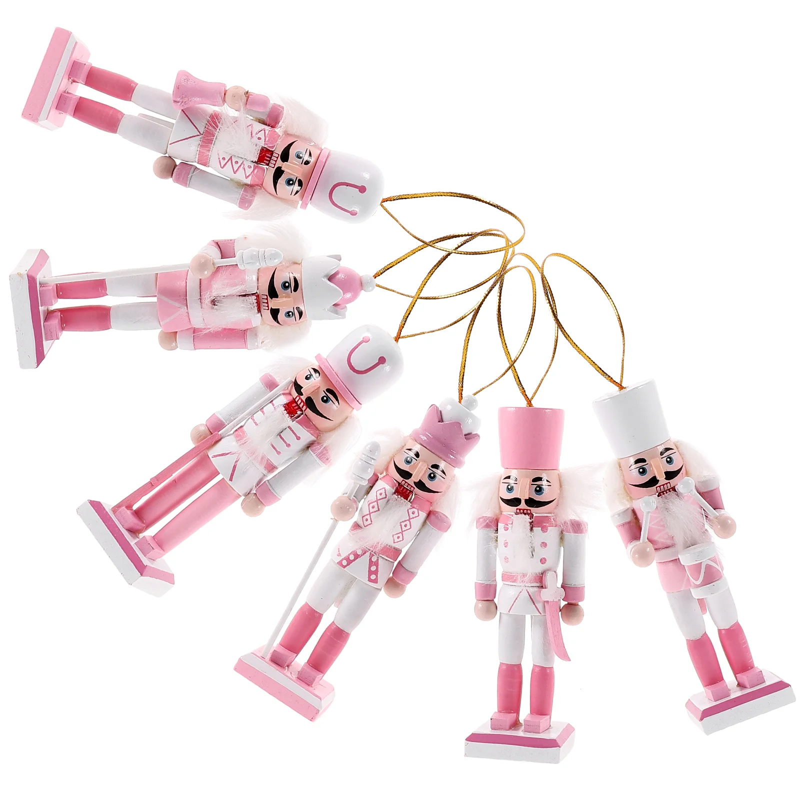 

4/5/6pcs 13cm Mini Nutcracker Soldier Puppet Doll Figurines Wooden Hanging Pendants Christmas New Year Decoration