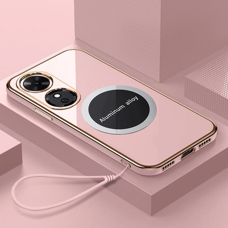 Luxury Magnetic Attraction Square Plating Shockproof Silicone Phone Case