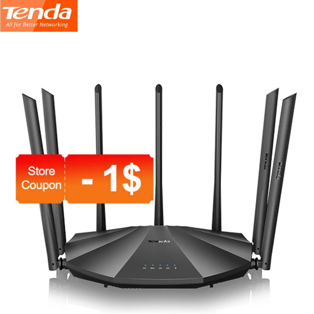 Tenda AC23 AC2100 Router Gigabit 2.4G 5.0GHz 11AC Dual-Band 2033Mbps VPN Multi-language Wifi Repeater with 7 High Gain Antennas