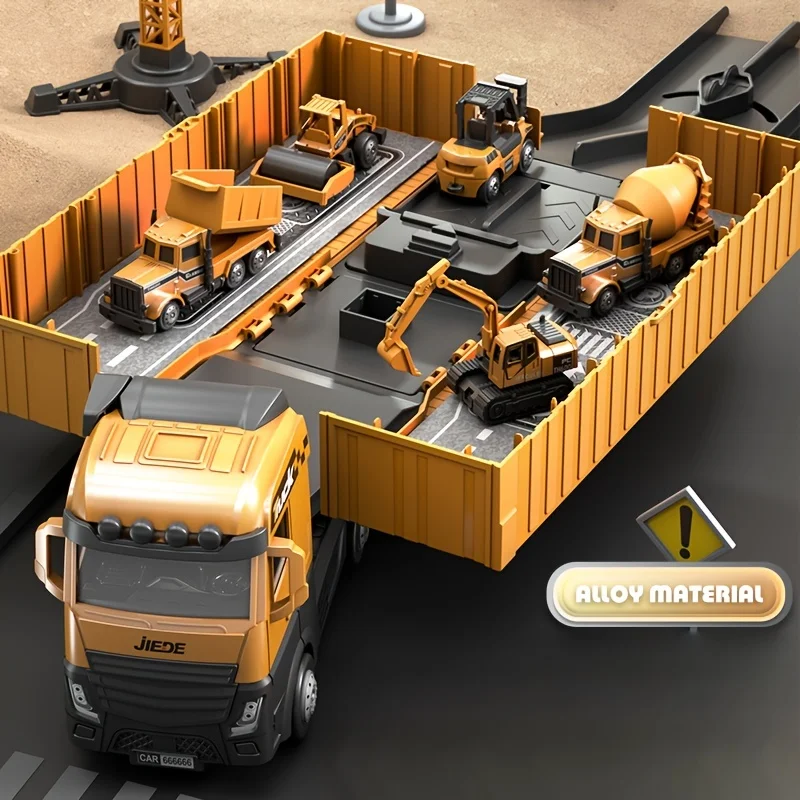 Alloy Construction Trucks Vehicle Toys for Kids Sounds Lights Effects Take Apart Container Crane,Excavator Trucks,Cement Mixer - 4