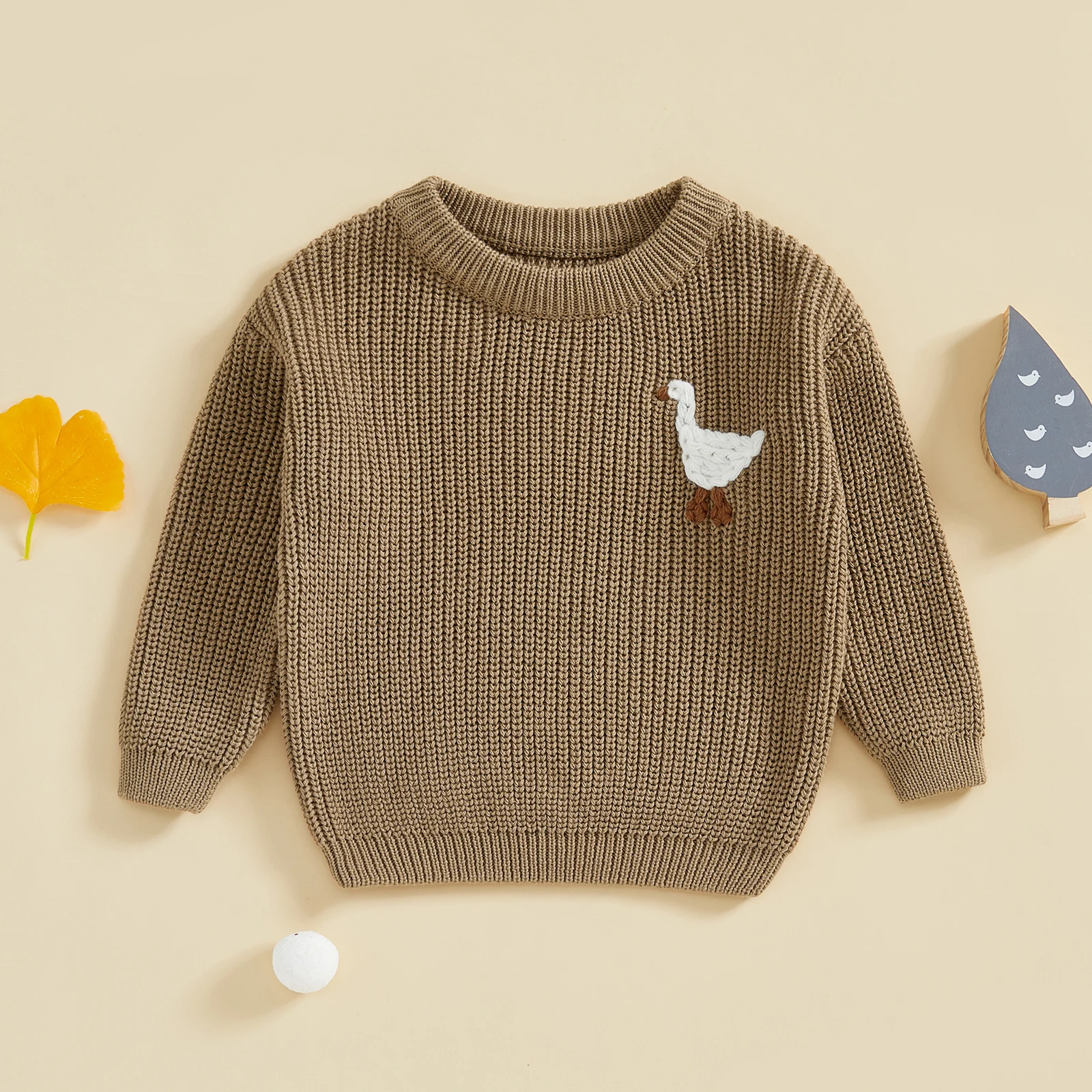 MISOWMNJOY Autumn Baby Knitting Sweater Winter Warm Kids Boy Girl Clothes Goose Crew Neck Long Sleeve Pullover Tops Kids Jumpers