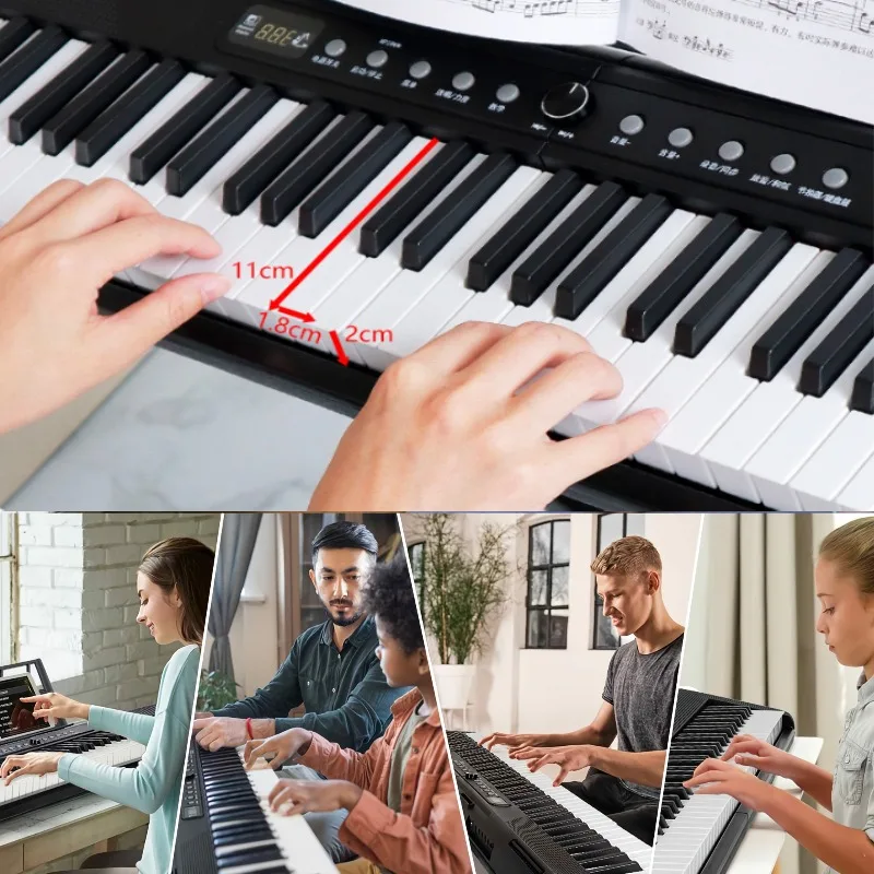 Portable Electronic Keyboard, 88 Keys with Microphone USB Rechargeable, Ideal for Beginners Music Education For Beginner Adults