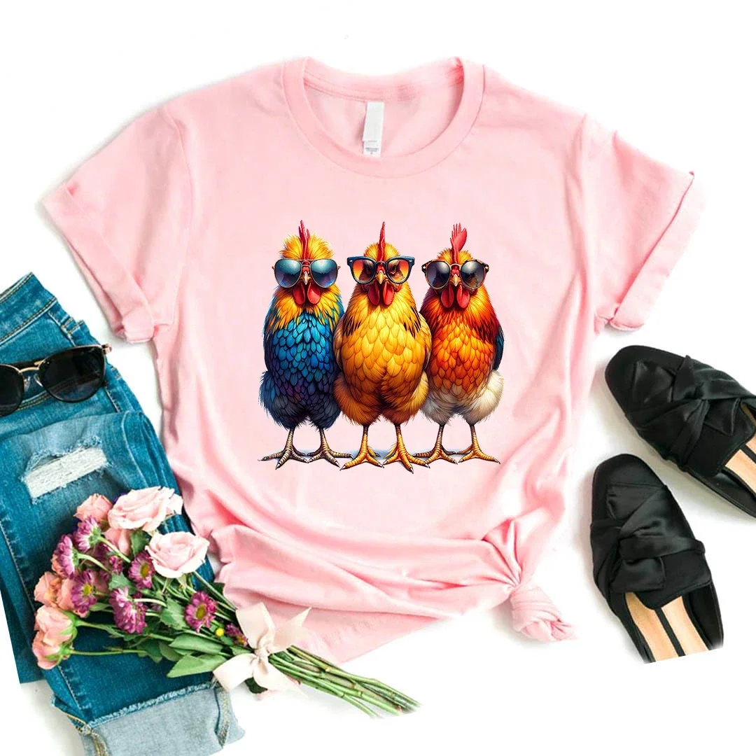 Cooles Huhn gedruckt rosa T-Shirt Frauen Sommer Mode Kurzarm T-Shirt Femme Harajuku Kawaii Kleidung Shirt lustige T-Shirt