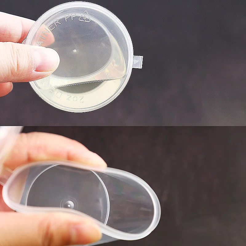 Description Picture 4 of item100 PCS/Pack 25ml Disposable Sauce Cup With Cover Transparent Mini Plastic Bottle Seasoning Packaging Box