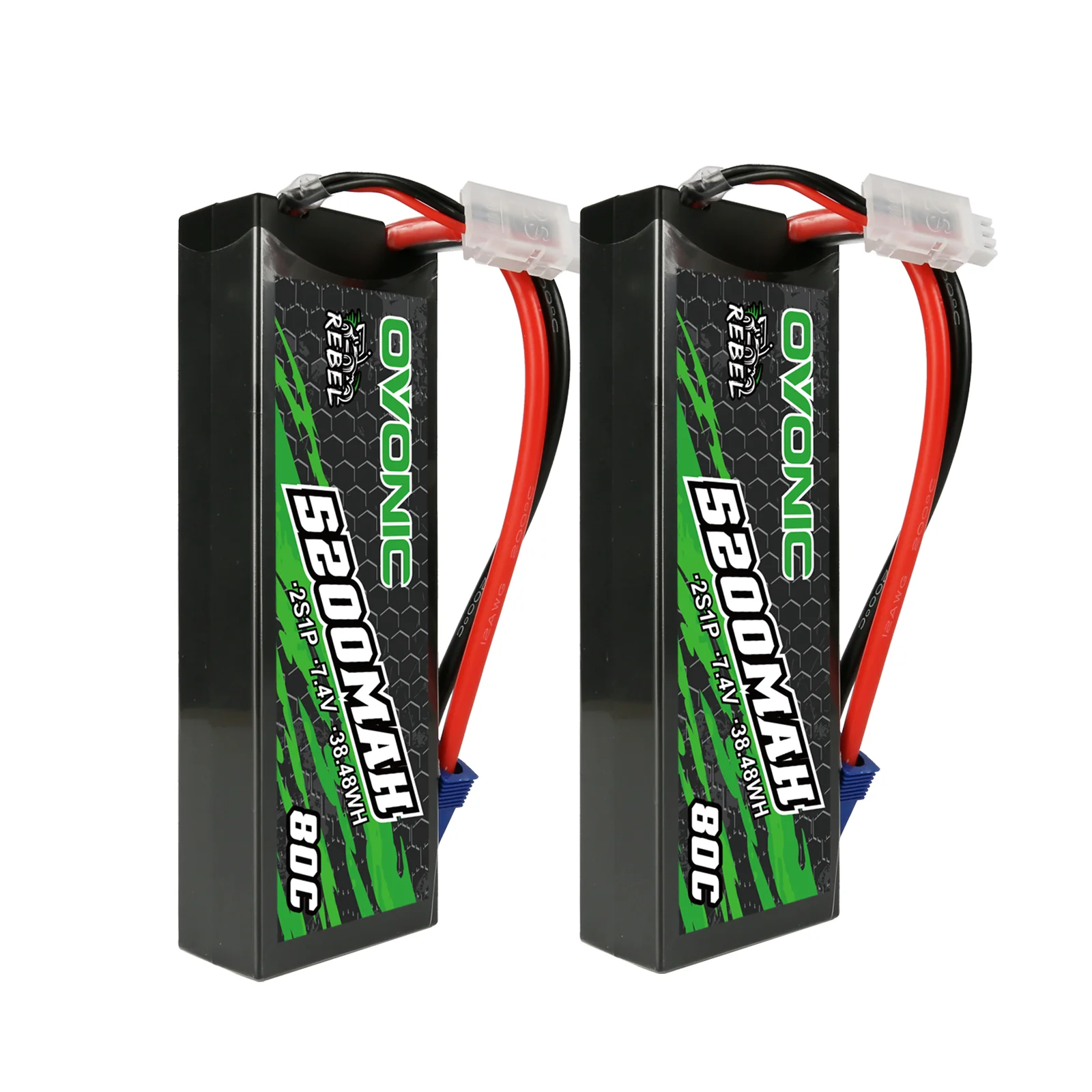 

Литий-полимерный аккумулятор Ovonic 2S 80C 2S 5200 мАч 7,4 В с разъемом EC5 для arrma 1/10, 1/8, масштаб 1/7, радиоуправляемые автомобили и грузовики Багги Truggy, 2 шт.